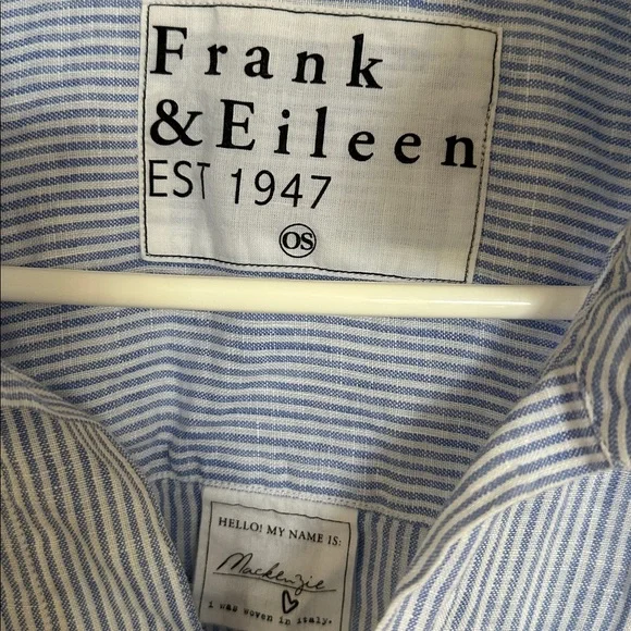Frank & Eileen Mackenzie Linen Button-Down | Blue Stripe OS - Picture 5 of 8